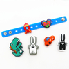 New arrival custom cartoon soft pvc rubber charm silicone wristband bracelet with charms