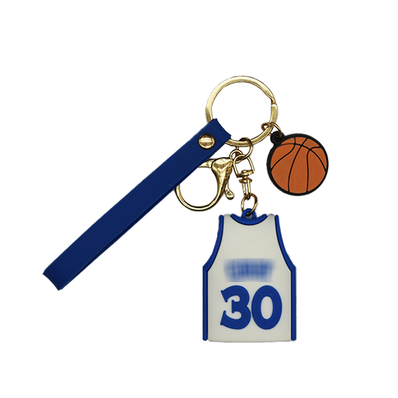 Factory Custom Soft 3d Pvc Cartoon Keyring Key Chain Ring Basketball Shirt Character Basketball Accessories Pvc Rubber Keychain