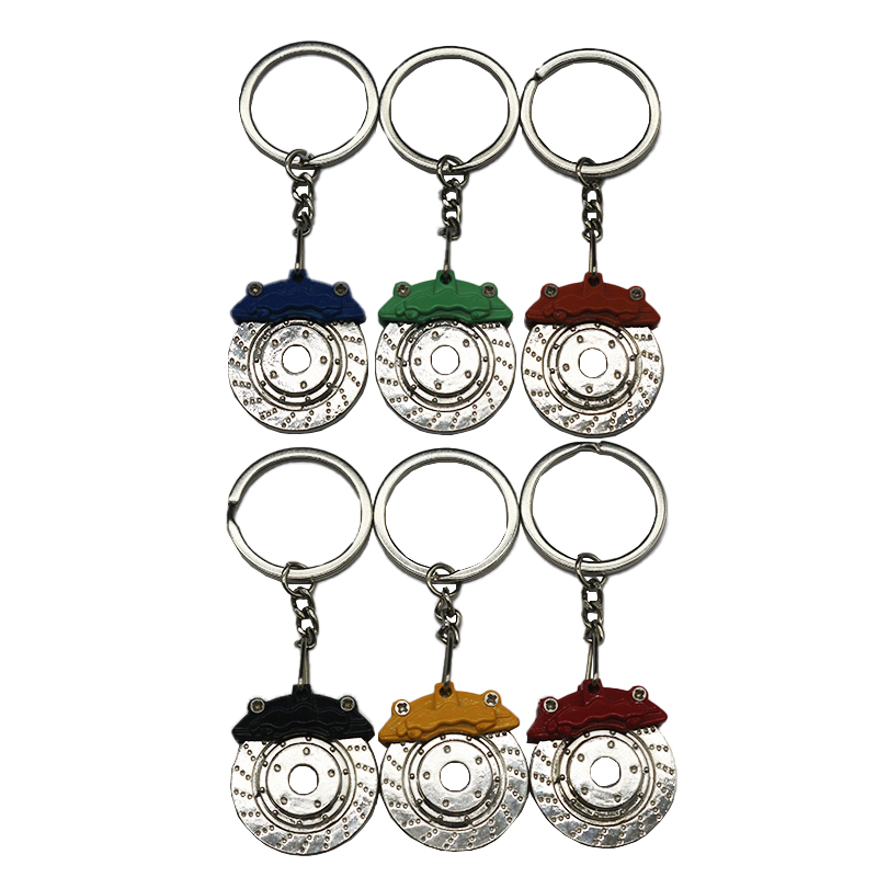 Custom Logo Metal car Disc brake pads keychain Auto Brake Block key ring