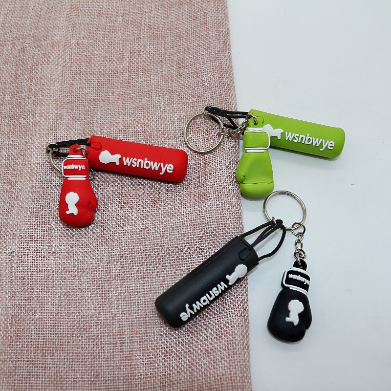 3D Llaveros standing boxing gloves keychain, horsehair anime gym, heavy-duty customized mini business gloves, car rearview mirror keychain