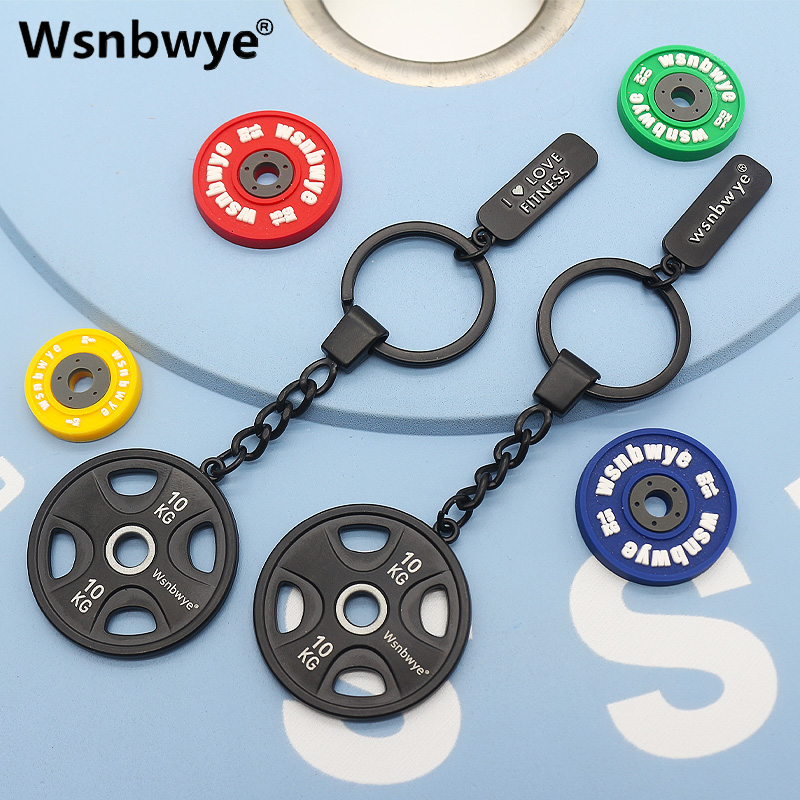 Wsnbwye High Quality Fitness Equipment Mini Weight Plate Keychain Metal Texture Multi-purpose Bright Fashionable Sports Practical Barbell Plate Keychain Colorful Dumbbell Barbell Plate Set Combina