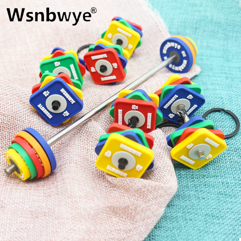 Charm Crossfit Fitness Accessories Promotion Gift Items Llavero Colorful Gym Square Dumbbells White Weight Training Keychain