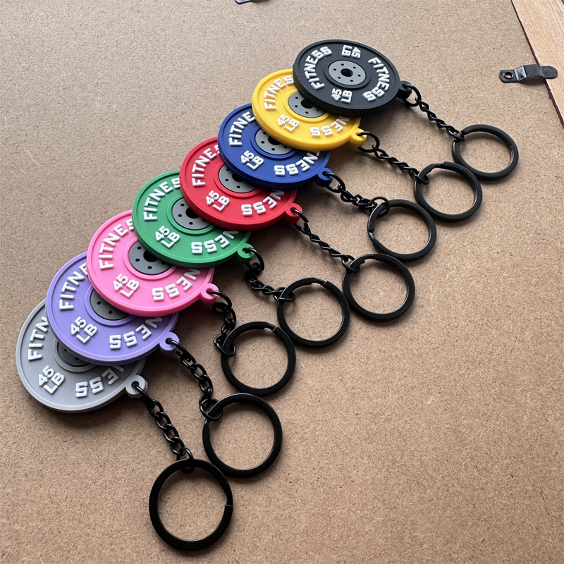 2d 3d Soft PVC Rubber Barbell Kettlebell Dumbbell Shape Keychain Mini Athlete Accessories Key Ring Bumper Plate Keychain