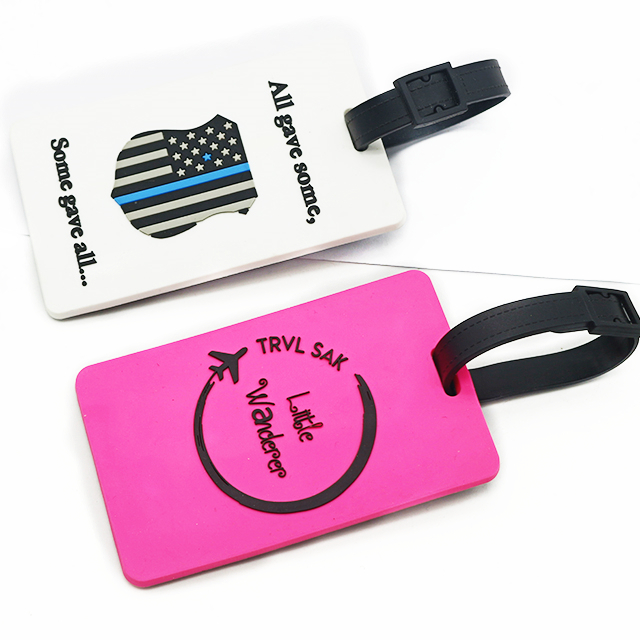 Custom Words Rectangle Soft PVC Custom Luggage Tag