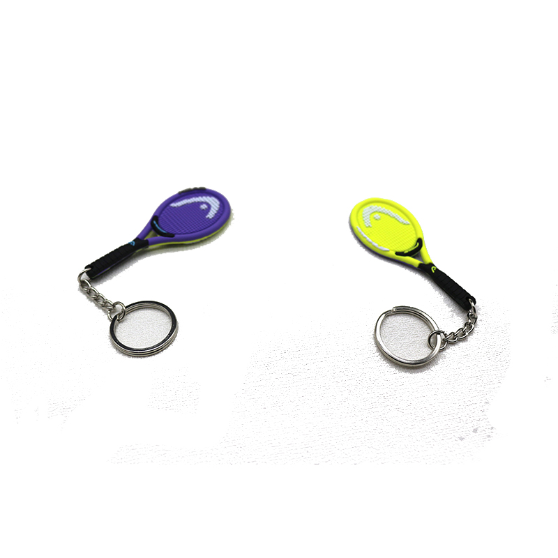 Outdoor Sports 3D Rubber Keychains Tennis Racket Keychain