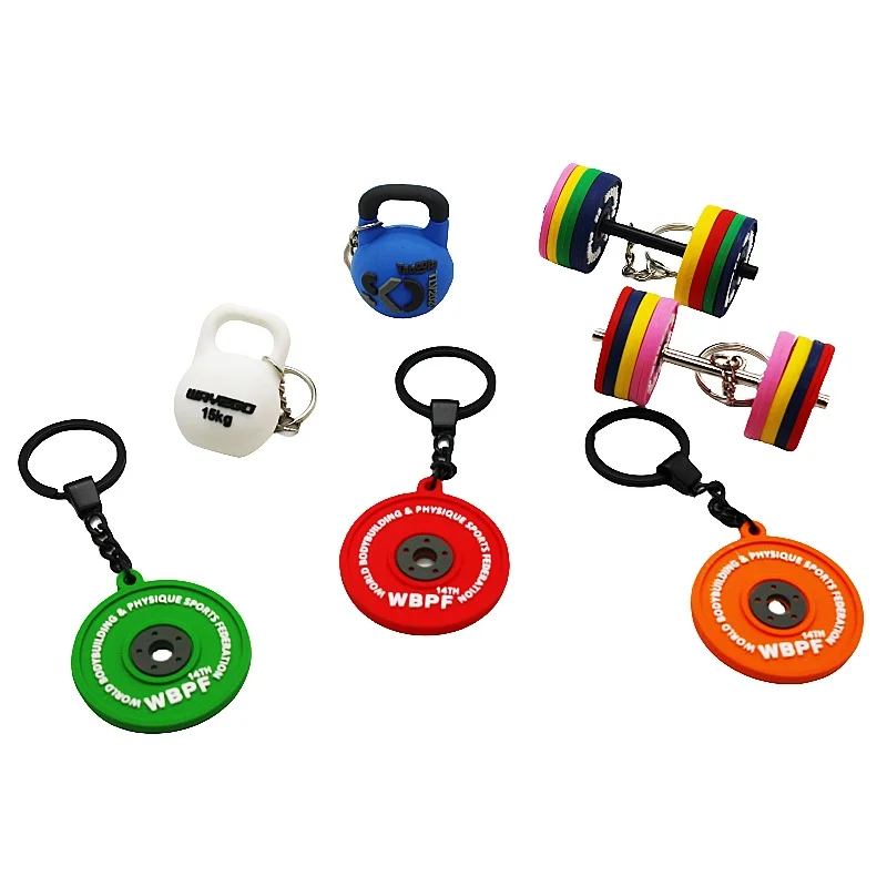 Wsnbwye Steel Weight Stack Plates Llaveros Anime Sublimation DIY CHAVEIRO Weight Plate Keyring Fitness Rubber Key Chain