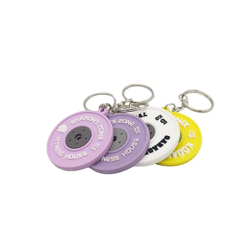 Wsnbwye Barbell Weight Plate Rubber Cover Llaveros Anime Sublimation DIY CHAVEIRO Rubber Stainless Steel Plate Keychains