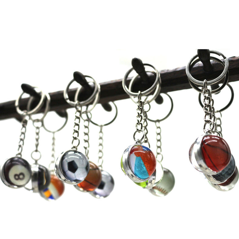 3D Simulation Basketball Glass Key Chains Other Key Chains Mini Football Crys
