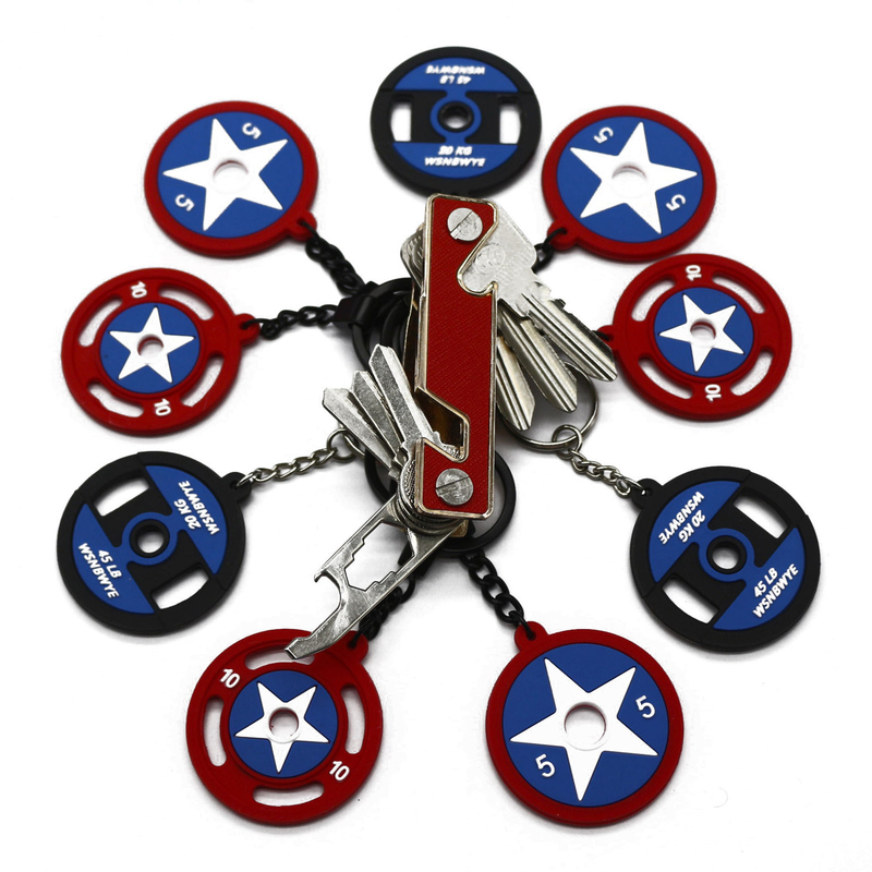 2D Barbell Keychain Star Logo Soft Rubber Keychain Custom Keyring