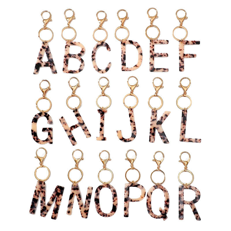 Leather Key Ring Bracelet Letter Wristlet Keychain Women's Fashion Tassel Alphabet Key Chain