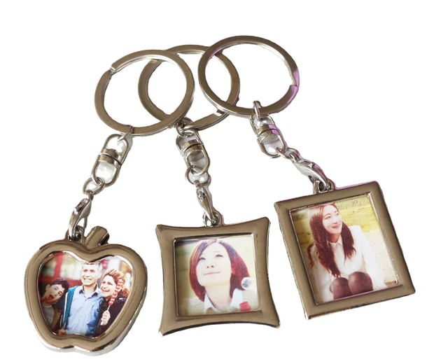 make your own logo metal personality heart shaped key chain metal mini photo frame album keychain custom made