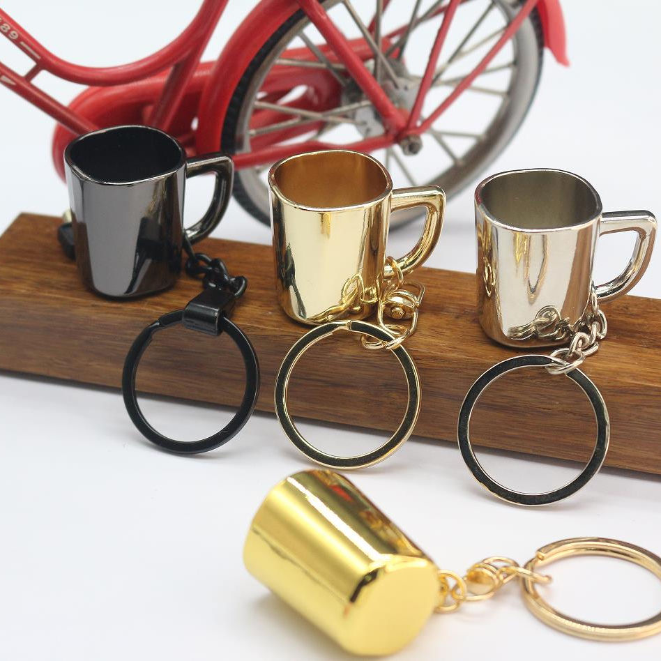 Fashion Souvenir Crafts Coffee Series Mini 3d Coffee Cup Pot Mug Keychain Promotion Gift Metal Ring 3d Kitchenware Keychain