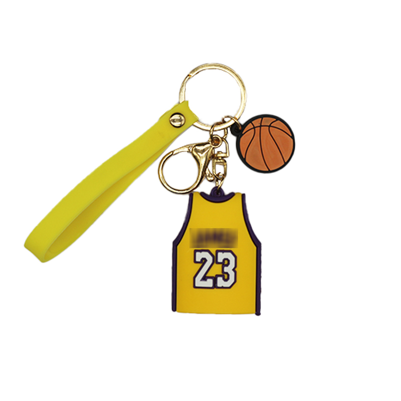 Factory Custom Soft 3d Pvc Cartoon Keyring Key Chain Ring Basketball Shirt Character Basketball Accessories Pvc Rubber Keychain