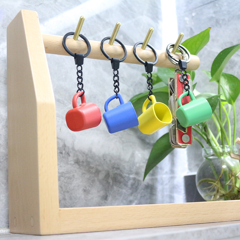 Fashion Souvenir Crafts Coffee Series Mini 3D Coffee Cup Pot Mug Keychain Promotion Gift Metal keychain