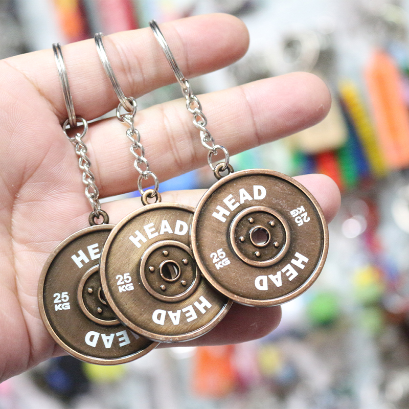 Personalized Blank Metal Keychains Strength Sports Barbell Dumbbell Charm Fashion Jewelry Pendant Keyring Gifts For Man