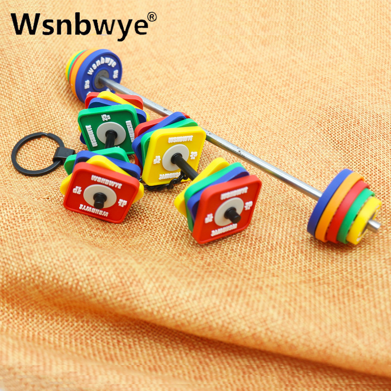 1pc Wsnbwye cute and fashionable new square rubber fitness peripheral barbell keychain fitness equipment dumbbell barbell key chain combination outdoor peripheral barbell keychain suitable for travel 