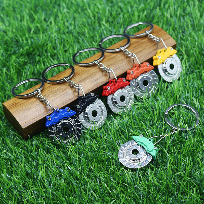 Custom Logo Metal car Disc brake pads keychain Auto Brake Block key ring