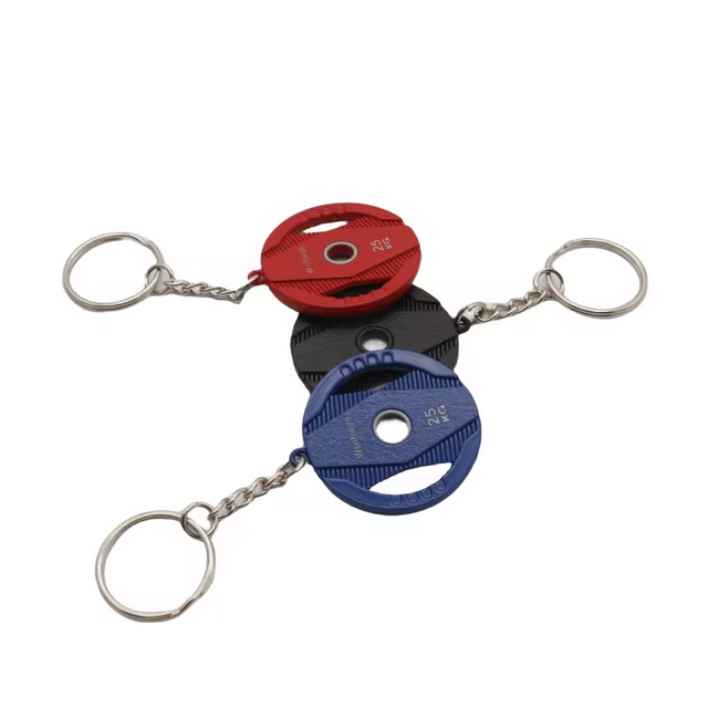Wsnbwye 100kg Barbell Set Anime DIY Gift Metal Sports 28mm Weight Plate Metal Mini Barbell Toy Piece Key Chain