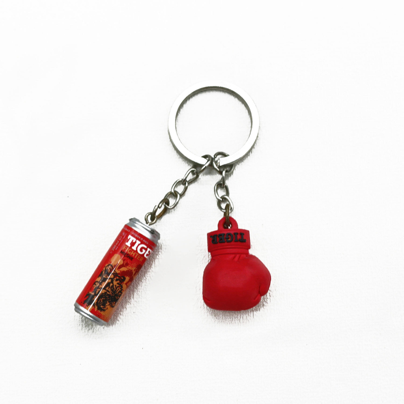 Boxing Series Keychain Anti-Lost Key Accessories Support Custom Pattern Rubber Keychain