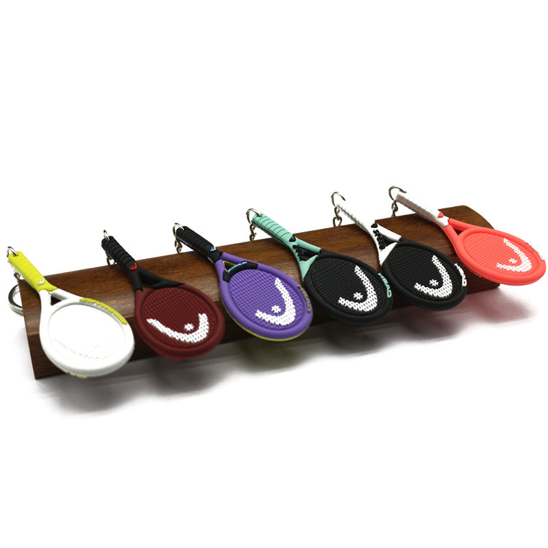 Sports Products 3D Mini Tennis Keyring Tennis Racket Keychain Custom Logo
