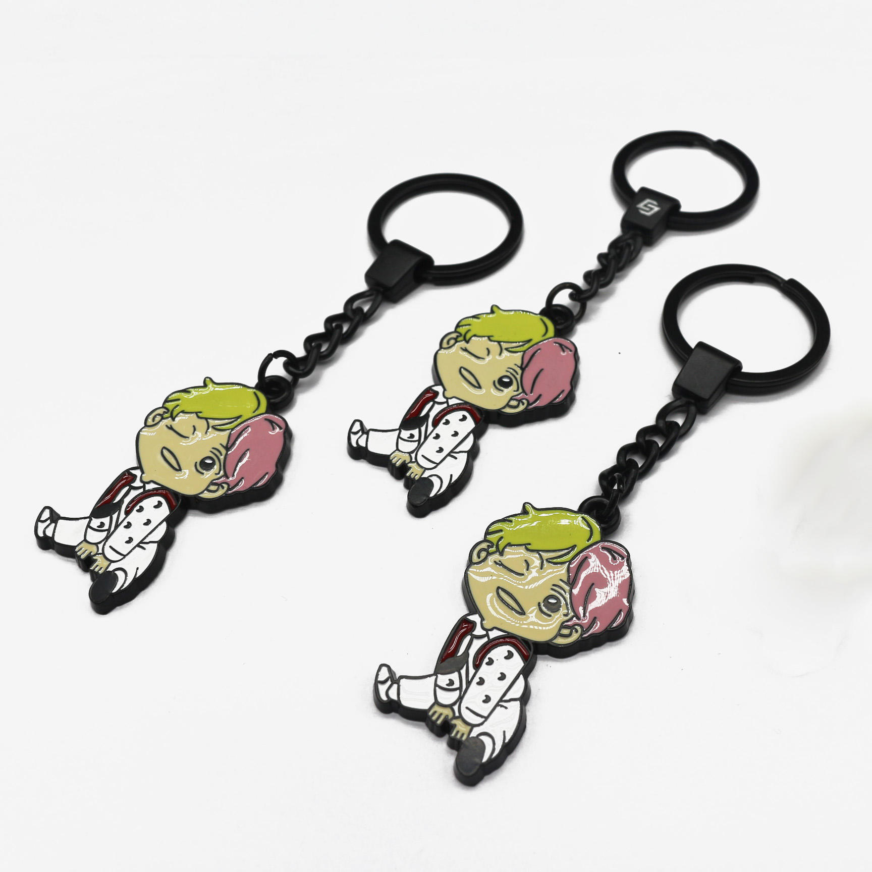Custom Logo Mini Cute Boy Keyring Zinc Alloy Metal Doll Character Keychain Metal Keychain