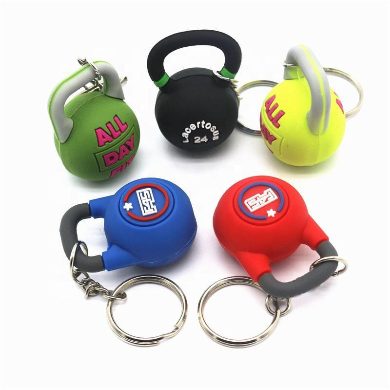 3D Mini Kettlebell Model Keychain Airtag Barbell PVC Soft Key Chain