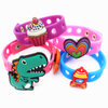 New arrival custom cartoon soft pvc rubber charm silicone wristband bracelet with charms
