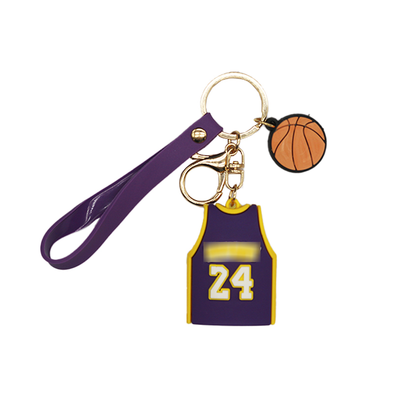 Factory Custom Soft 3d Pvc Cartoon Keyring Key Chain Ring Basketball Shirt Character Basketball Accessories Pvc Rubber Keychain