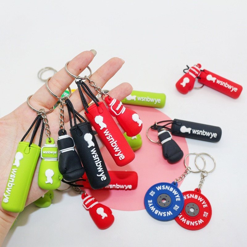 Gym 3D Llaveros Customized Mini Business Boxing Training Mma Gloves Ventilator Suspension Horse Hair Anime Car Rearview Mirror Keychain