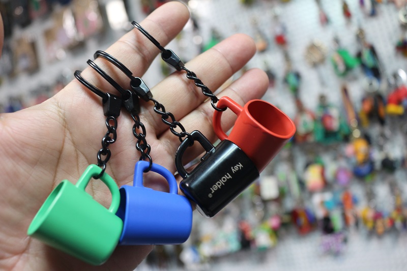 Hot Selling Top Quality Coffee 3d Metal Keychain Accessories Cup Keychain Tea Tools 3d Metal Key Ring