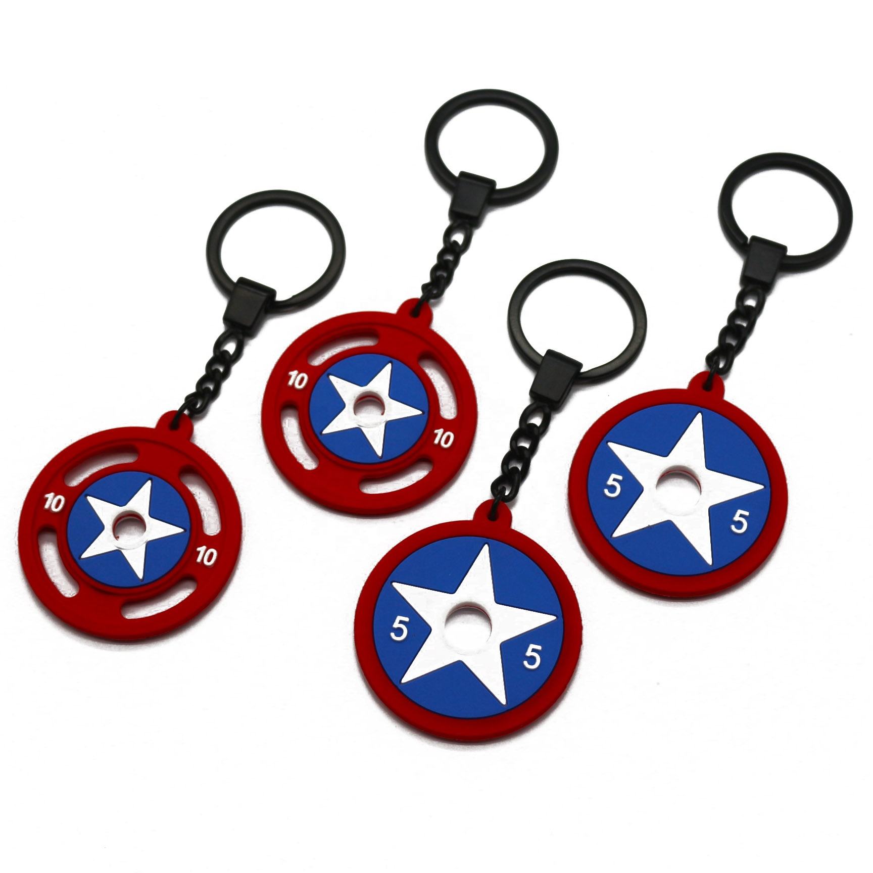 Wholesale High Quality Anti-lost Mini Barbell Piece Key Chains Key Rings Custom Logo
