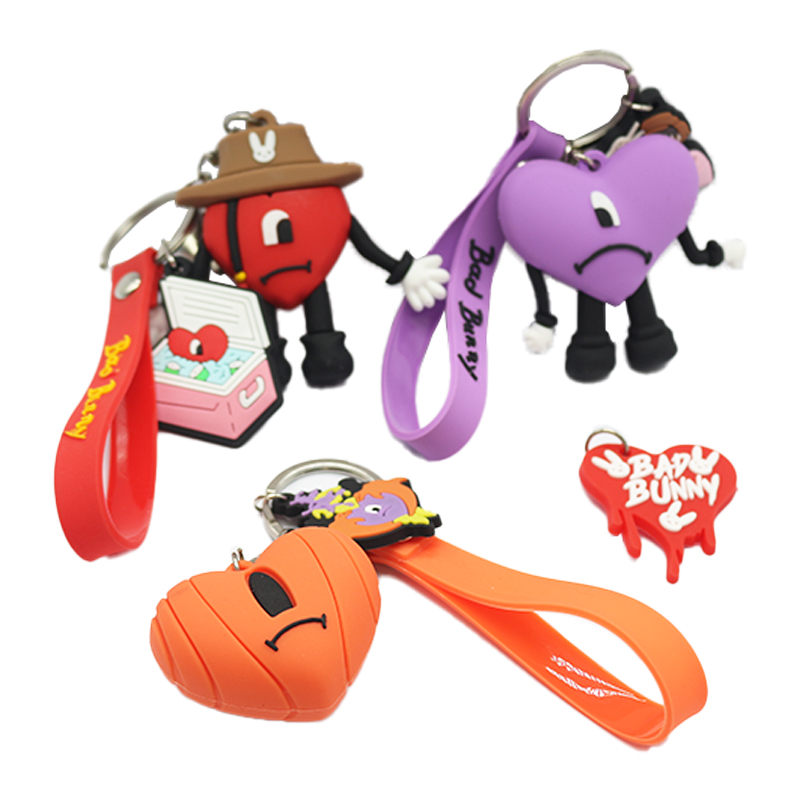 New Arrival Soft Pvc Keyring Accessories Croc Charms Keychain Croc Keychain Wholesale 3d Bad Bunny Glowing In Night Keychain