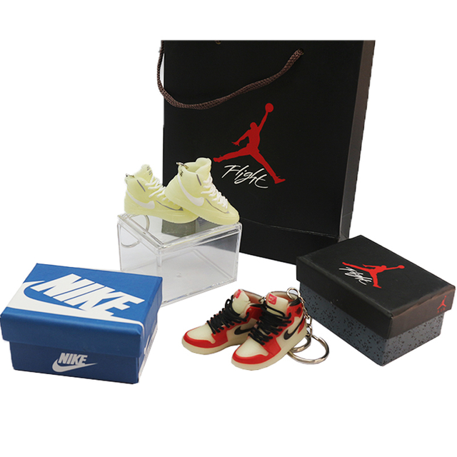 Glowing In The Dark Mini Pvc 3d Rubber Keychain Sneakers Aj Shoes Keychains Rubber Luminous Llavero Soft Key Chain