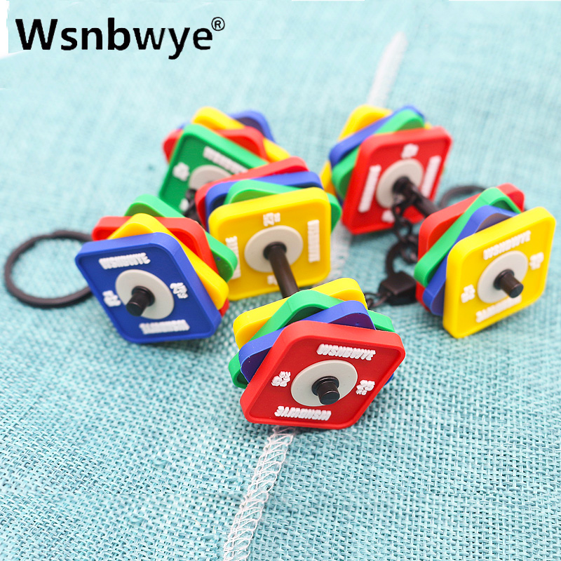 1pc Wsnbwye cute and fashionable new square rubber fitness peripheral barbell keychain fitness equipment dumbbell barbell key chain combination outdoor peripheral barbell keychain suitable for travel 