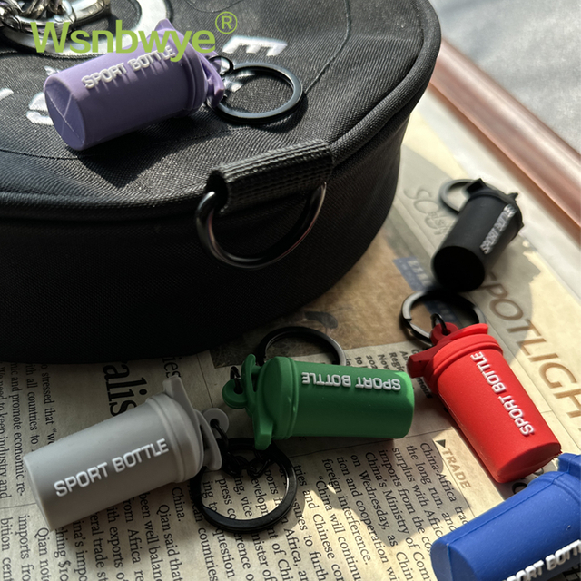 Wsnbwye Fashion Colorful Creative Delicate Fitness Outdoor Sports Cup Rubber Sports Kettle Keychain with A Climbing Hook for Gift Exercise Backpack Decoration Hanging Accessories