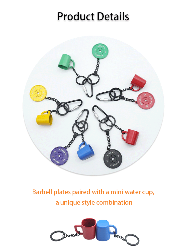 Pink Wholesale Dumbbells Gym 3d Llaveros High Quality Dumbbell Mold Key Chains Kettlebell Dumbbell Strong Keychain