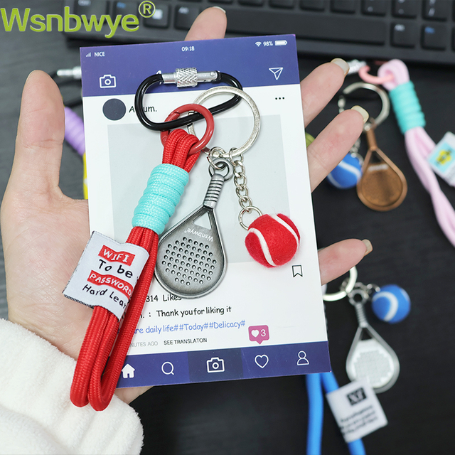 Custom Promotion Rope Vintagel Dumbbell Dumbbell Metal Padel Tennis Dumbbell Grip Handle Breathing Ball Keychain Gifts