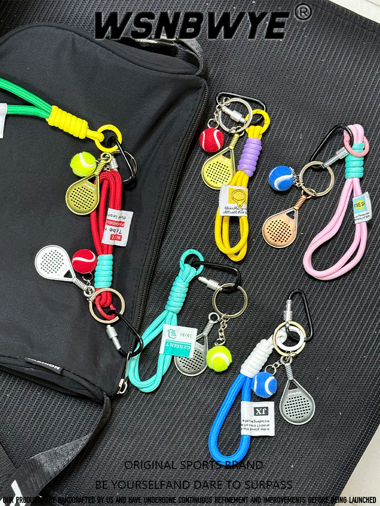 Custom Promotion Rope Vintagel Dumbbell Dumbbell Metal Padel Tennis Dumbbell Grip Handle Breathing Ball Keychain Gifts