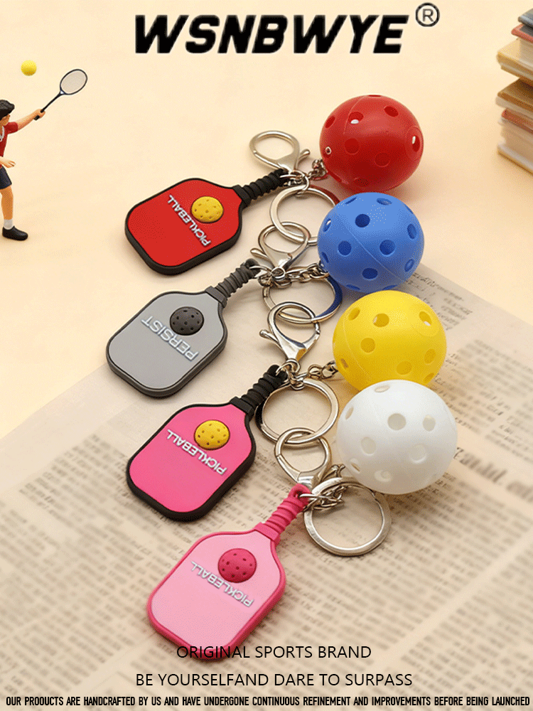 Llaveros Pickleball Paddle Portachiavi 3D Llaveros Souvenir Enamel Pickleball Gifts Pickleball Paddle With Hole Keychain